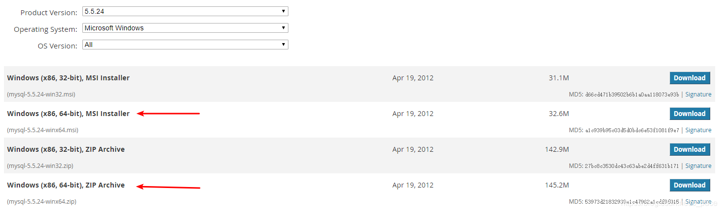 官网下载MySQL有两种格式