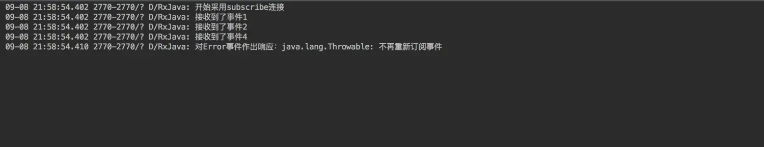 新的Observable发送Error 事件 = 原始Observable停止发送 & 不重新发送
