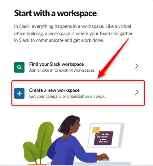 The "Create a new workspace" option.