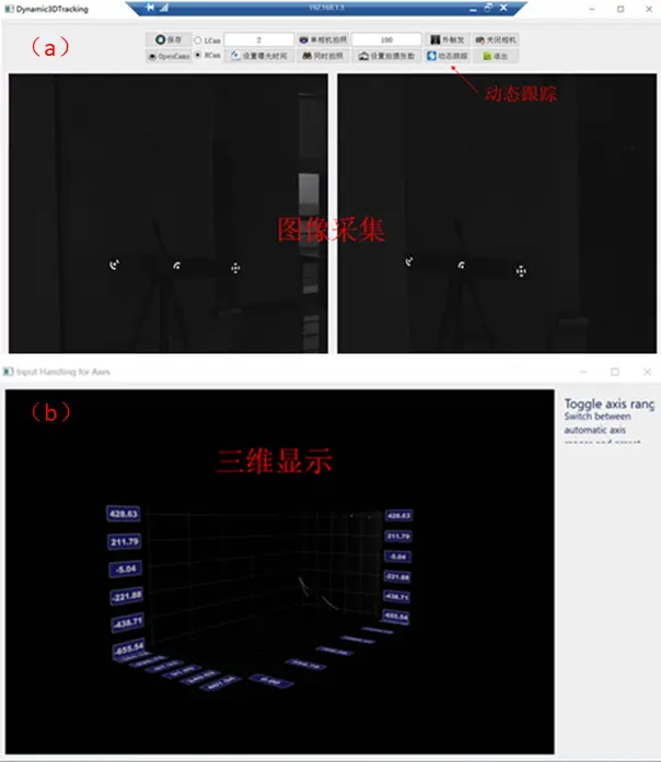 图3.1 （a）图像采集与动态跟踪模块;(b)三维显示模块.png