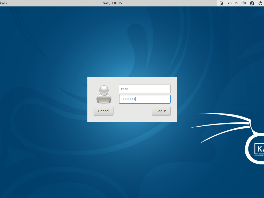 Login Kali