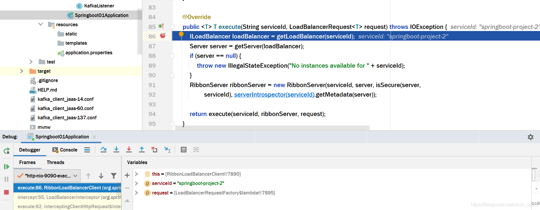 ribbonLoadBalancerClient.execute