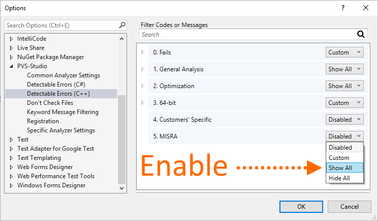 Figure 11. A list of detected errors.