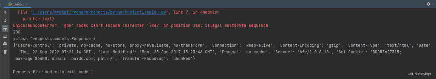 解决pycharm/python3中UnicodeEncodeError: ‘gbk‘ codec can‘t encode ...