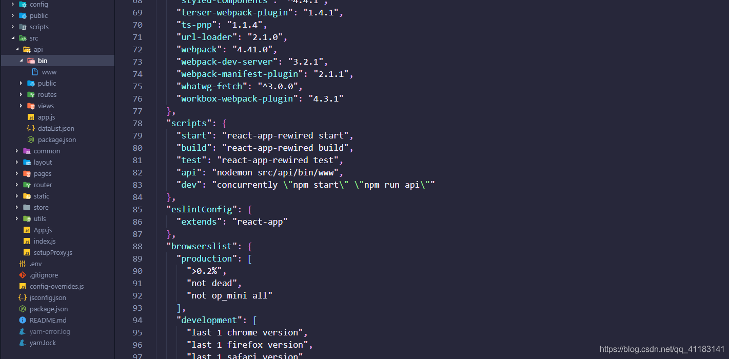 Expereact Code Example react 将express配置到react项目路径下启动,并配置为自动更新(热加载),并配置同时启动react项目以及express服务 ...