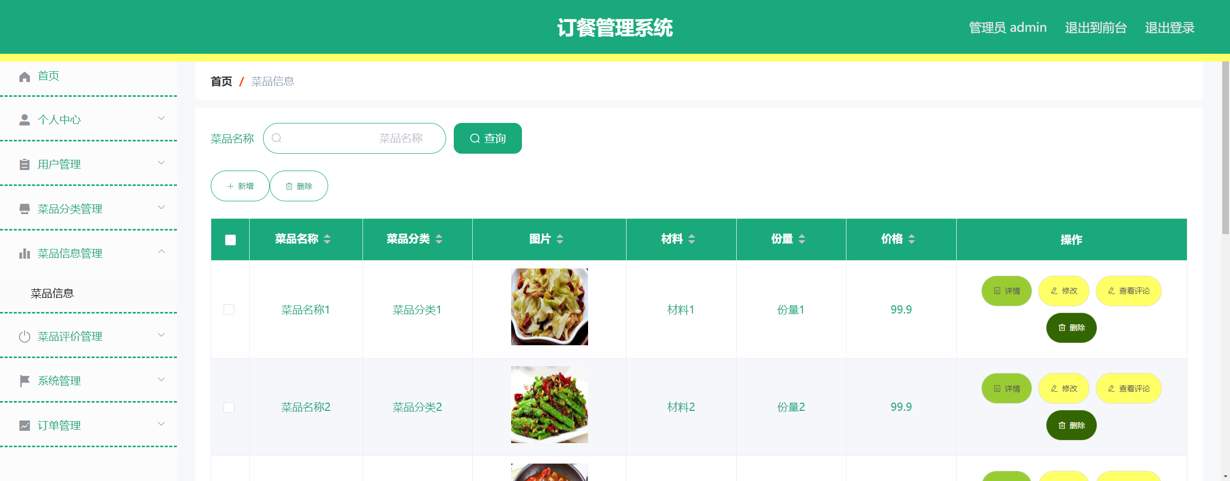 管理员-菜品管理