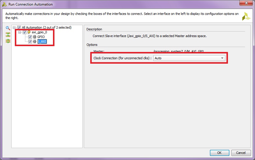 Run Connection Automation-S_AXI Page