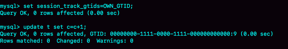 图9 显示更新事务的GTID--效果