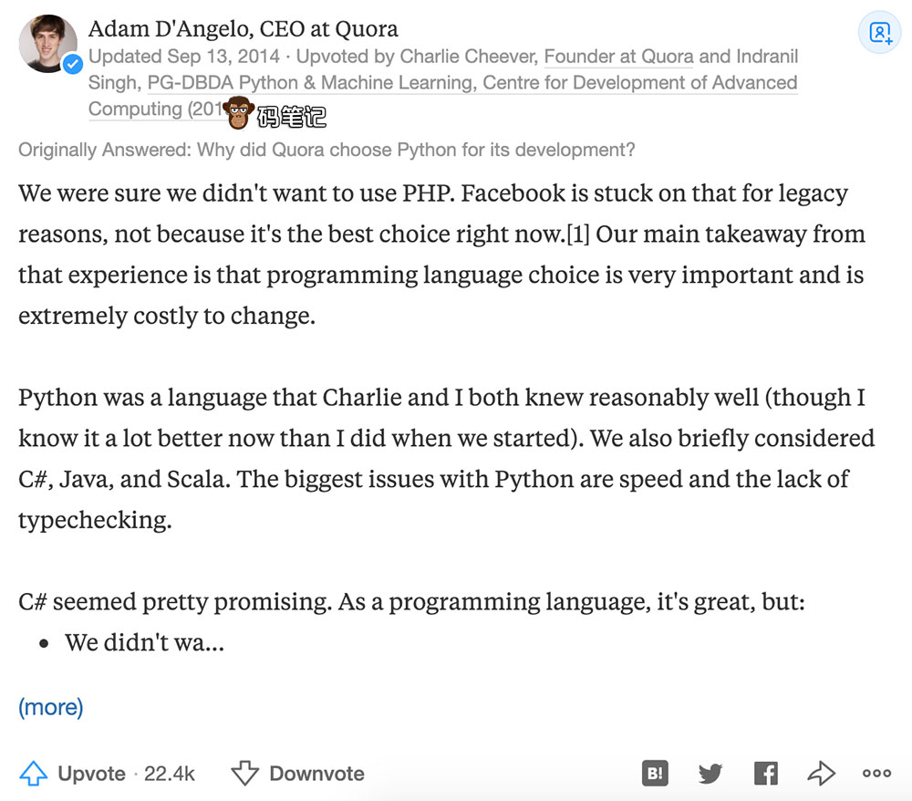 Quora为什么使用Python语言开发