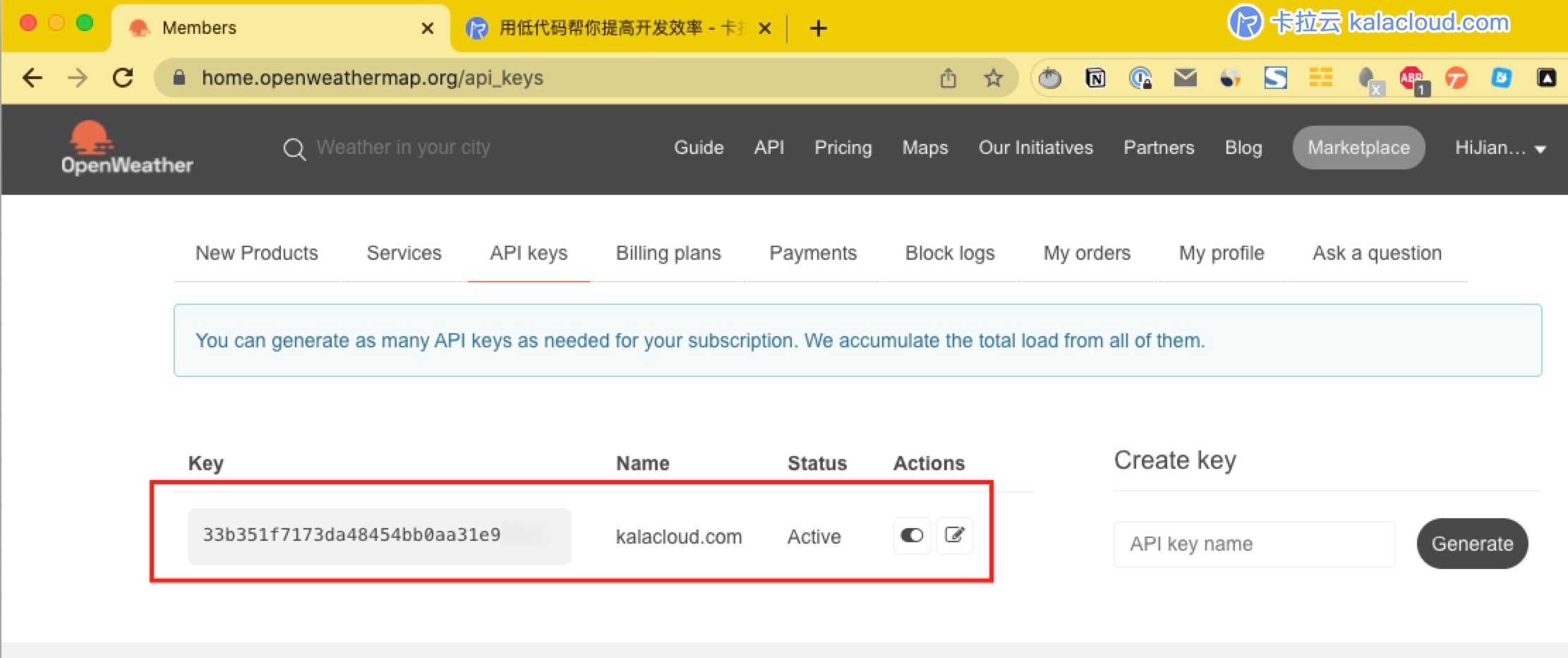 OpenWeather-register