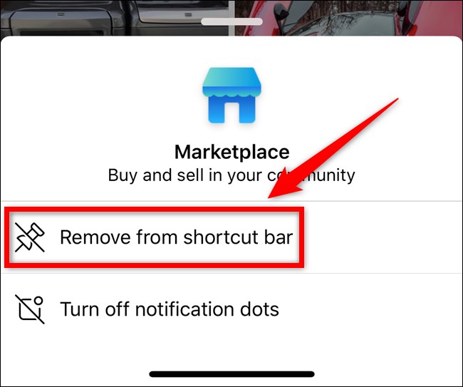 Apple iPhone Facebook App Select Remove From Shortcut Bar