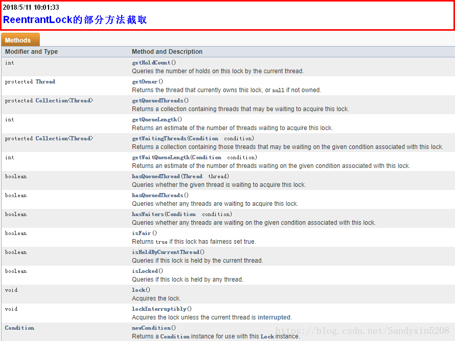 ReentrantLock的部分方法截取