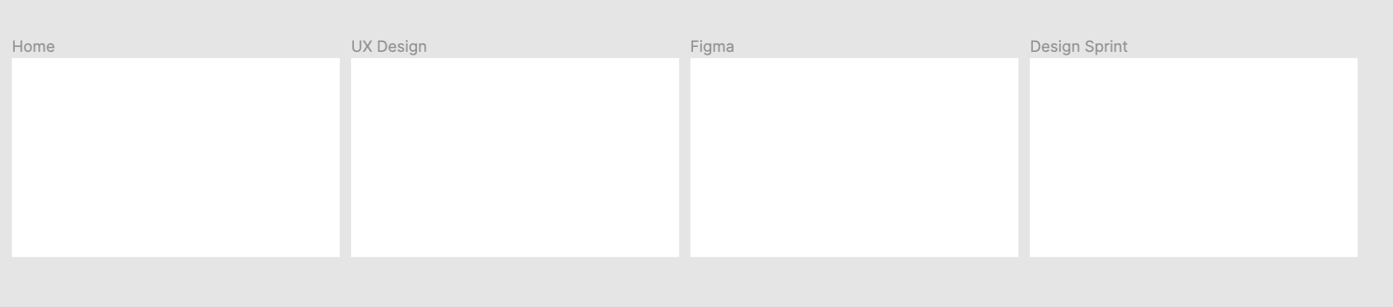 Four View Windows made from Frames in the Figma editor, side by side with named titles above.