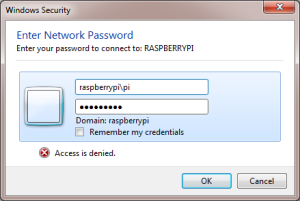 Login to shared folder on Raspberry Pi
