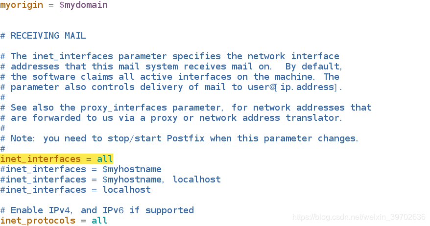 /etc/postfix/main.cf 配置文件