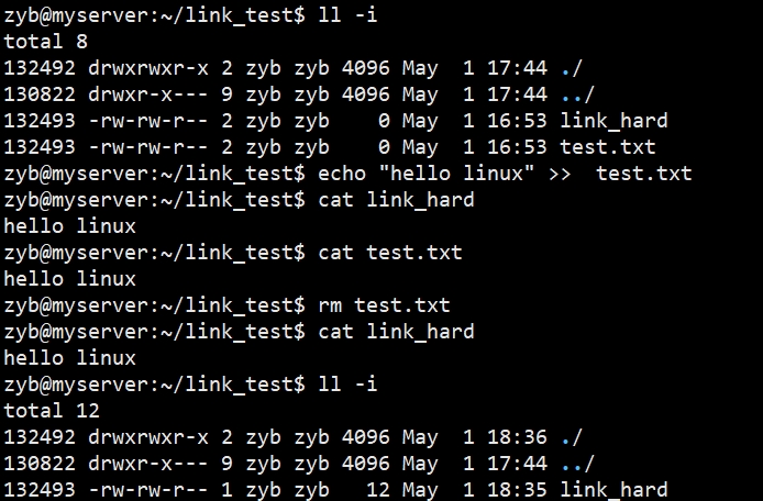 Linux文件系统中的软硬链接插图7 在这里插入图片描述