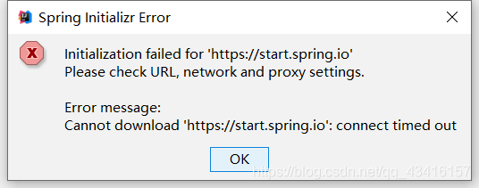 initialization failed for 'https: ' please check url ... IDEA使用Spring Initializr创建项目,报错Initialization failed.. Please check URL ...