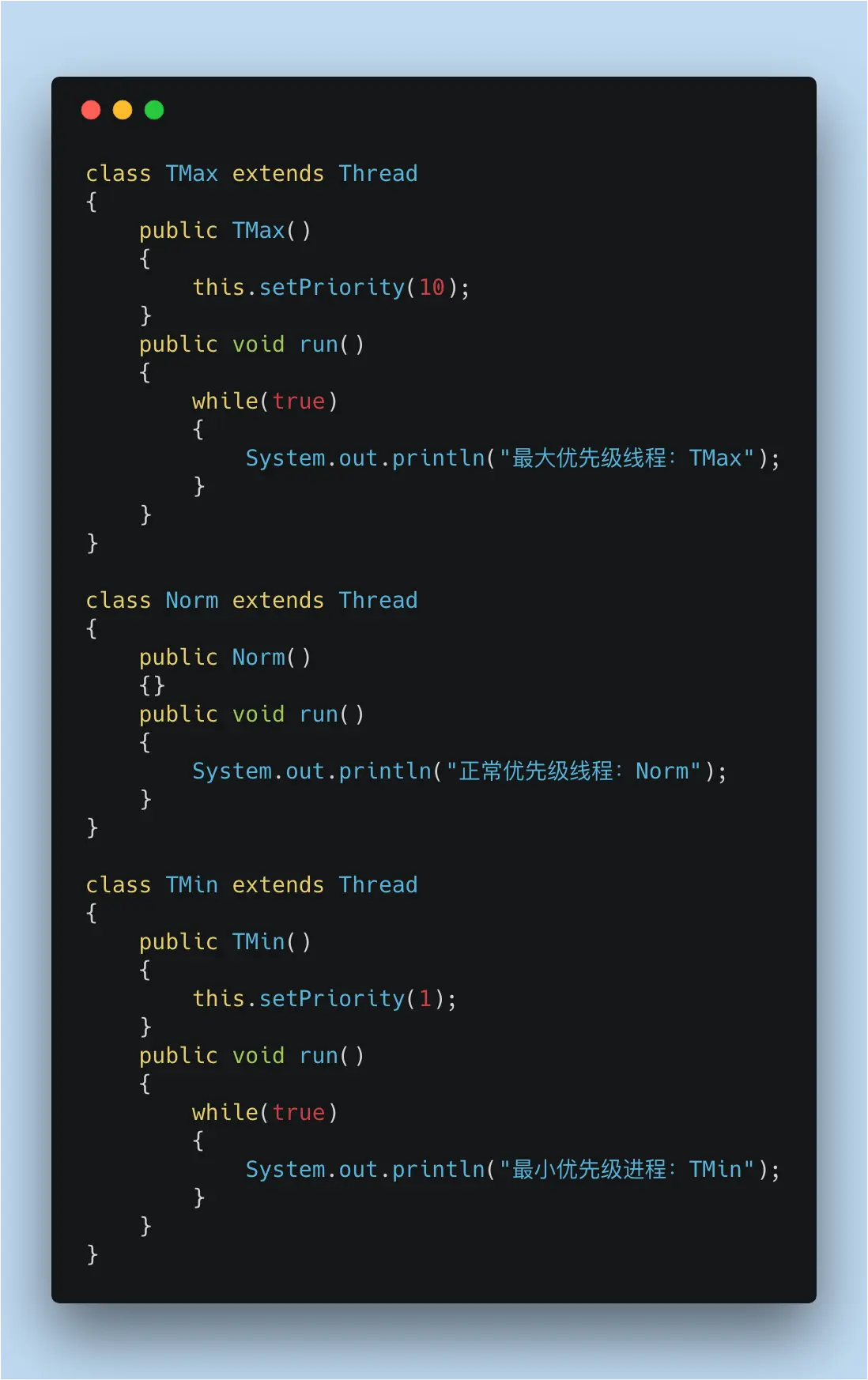 设置线程的优先级