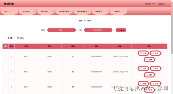 图5-1 用户管理页面