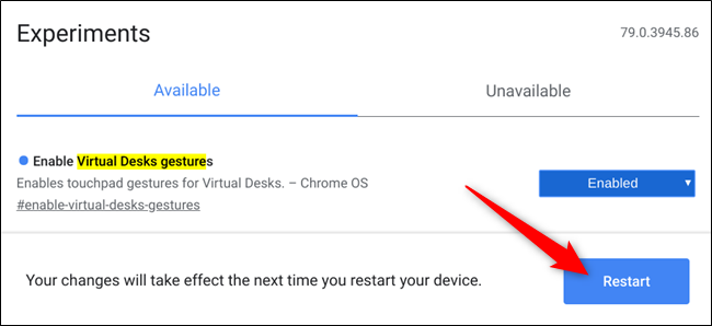 For changes to take effect, click on the blue "Restart" button at the bottom of the browser to restart your device.