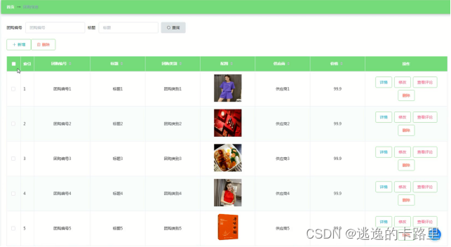 图5-12 团购信息管理界面