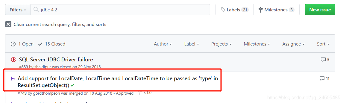 The conversion to class java.time.LocalDateTime is unsupported ...