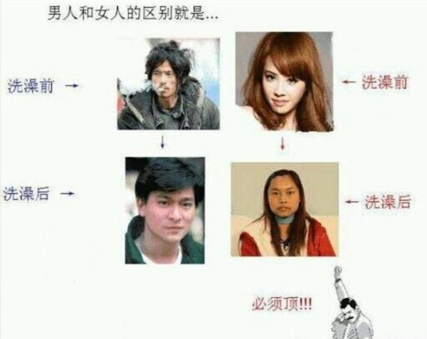 男女洗澡前后区别，太形象了！