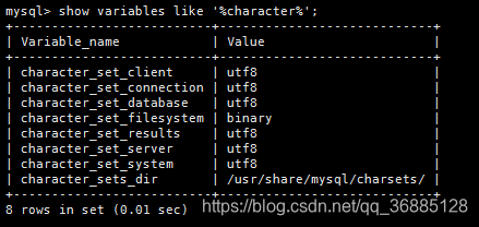 show variables like '%character%';