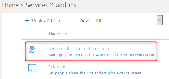 The "Azure multi-factor authentication" option