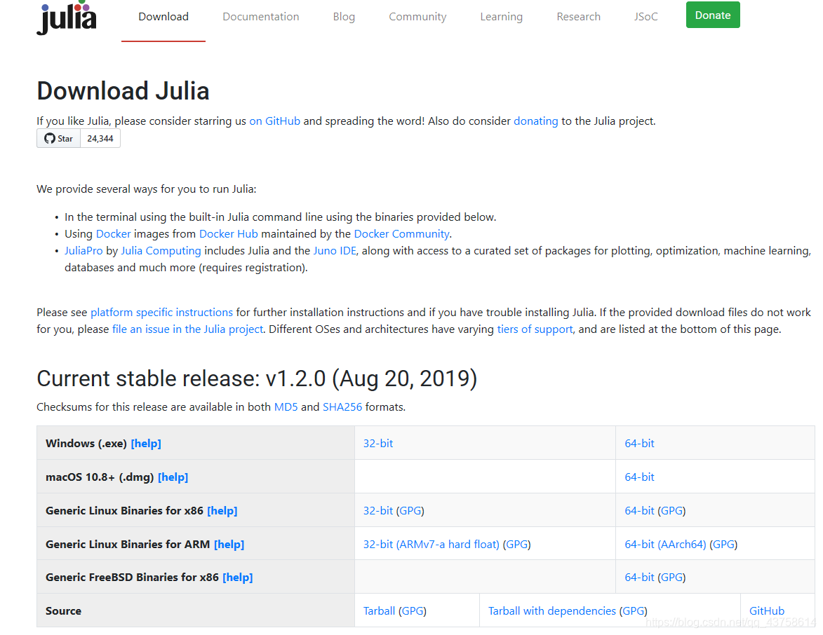 到官网下载julia