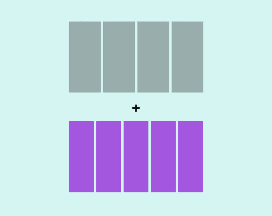 A 4-column grid over a 5-column grid