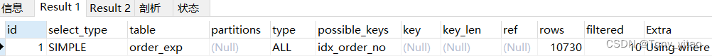 order_no = 6，查询条件未加索引导致索引失效走全表扫描