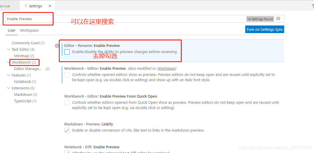 找到Workbench中的Enable Preview，取消勾选✔