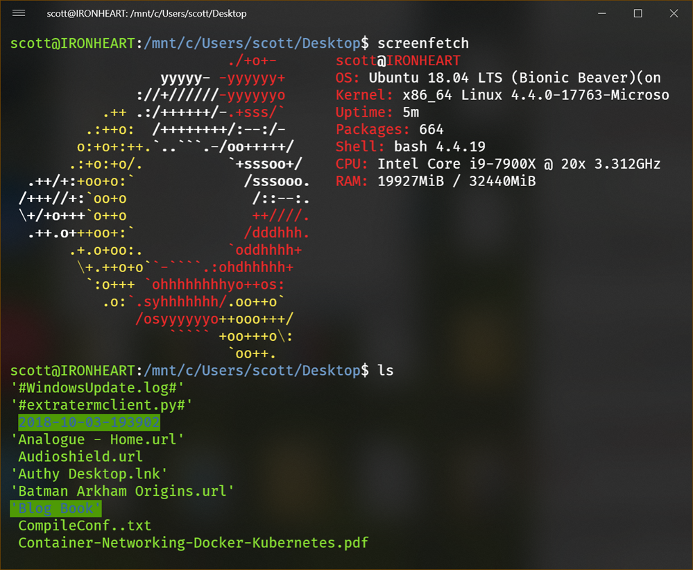 screenfetch in WSL
