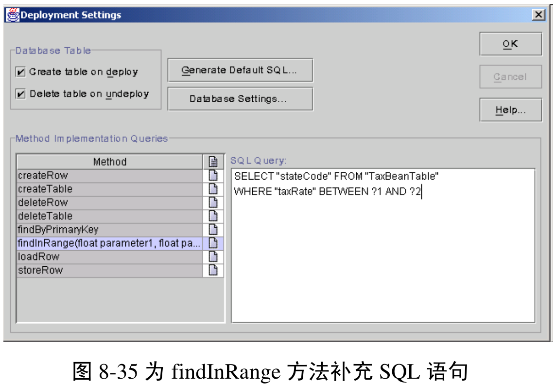 图8-35 为 findInRange 方法补充SQL语句