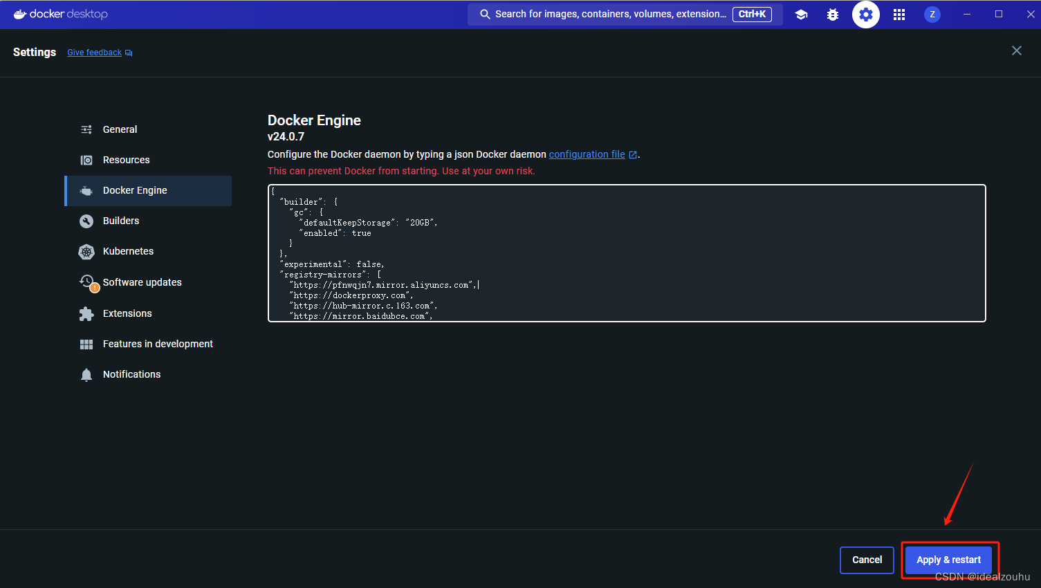 Docker 镜像源配置插图3 在这里插入图片描述