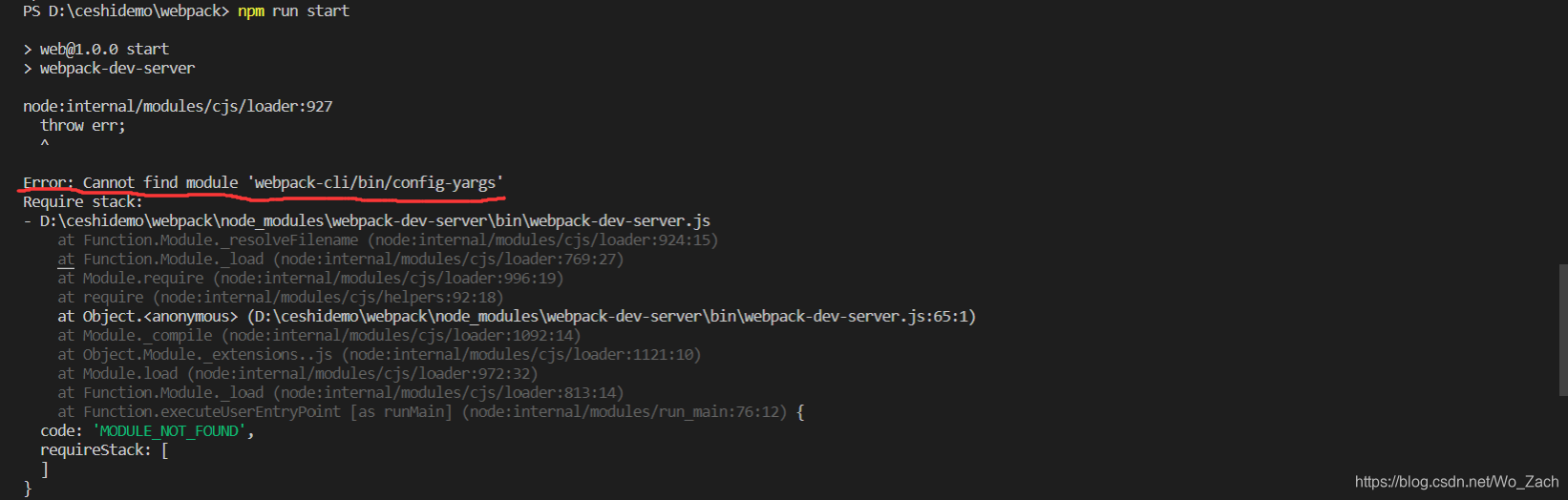 Error: Cannot find module ‘webpack-cli/bin/config-yargs’解决方案-CSDN博客