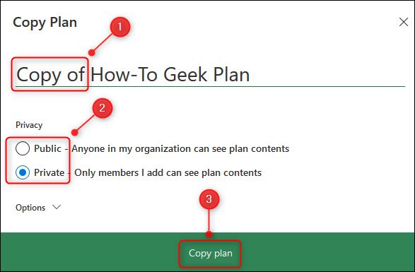 The "Copy Plan" panel.