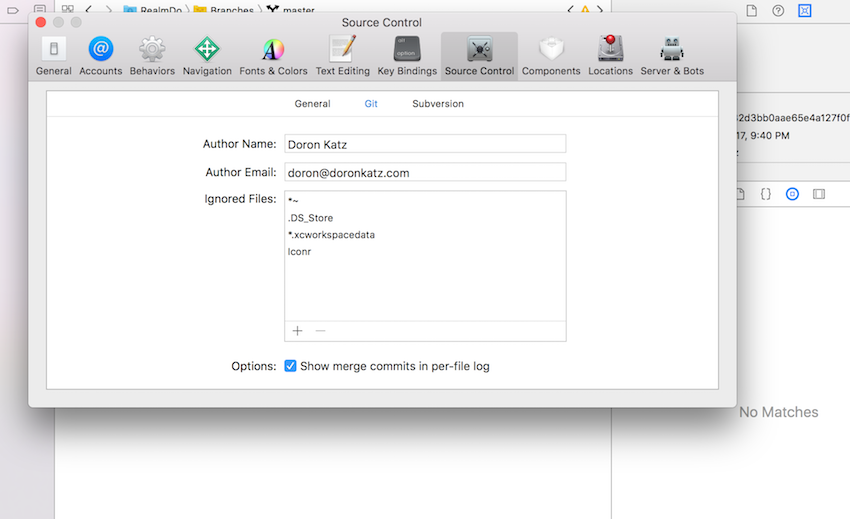 Xcode 9中的SCM设置