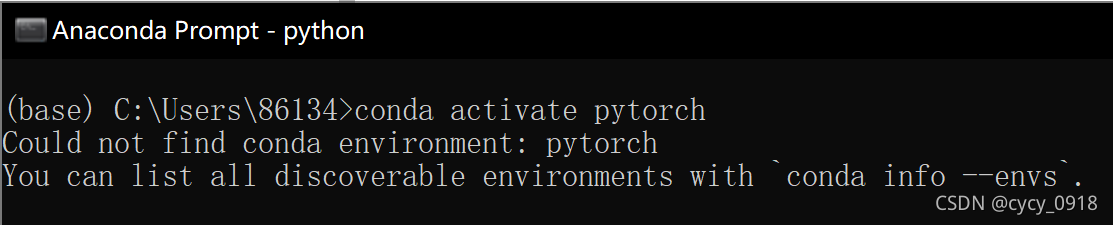 问题：Could not find conda environment_environmentnamenotfound: could not ...