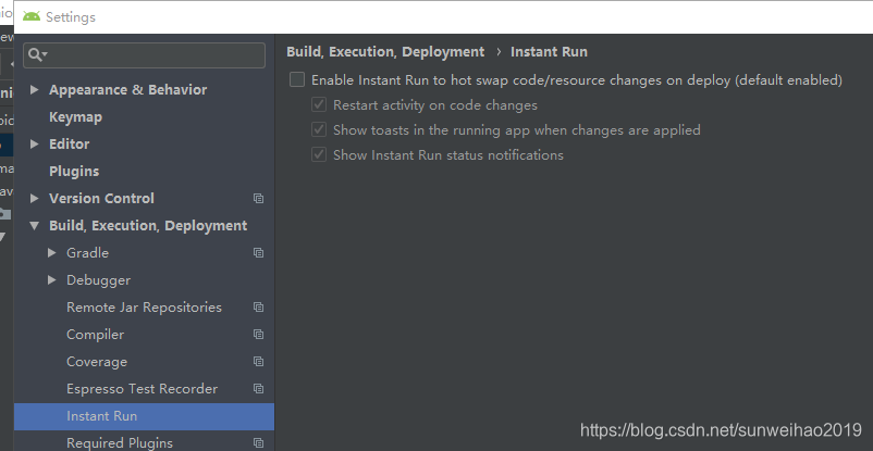 Android Setting搜索Instant Run