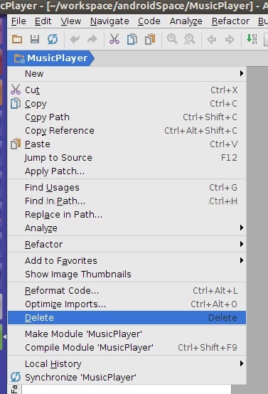 Android studio删除工程项目