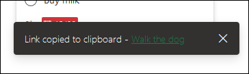 The notice confirming the link has been copied.