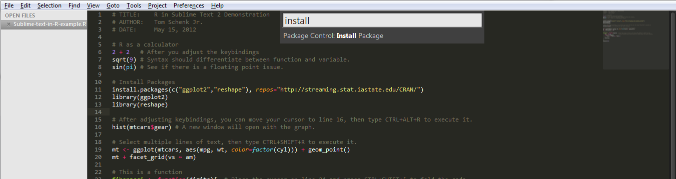 CTRL + SHIFT + P to bring up the package manager