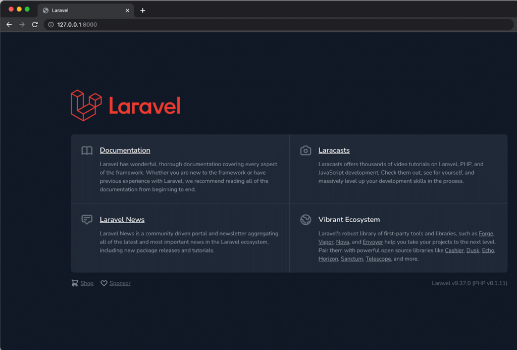 Laravel应用程序的欢迎页面