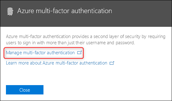The "Azure multi-factor authentication" link