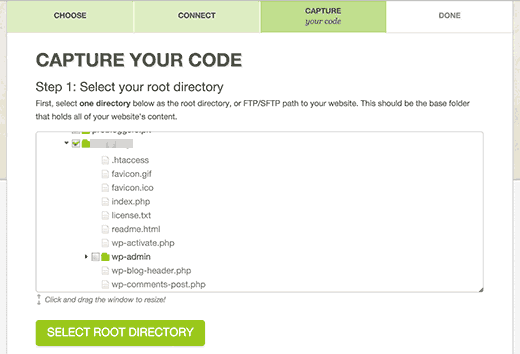 Select root directory