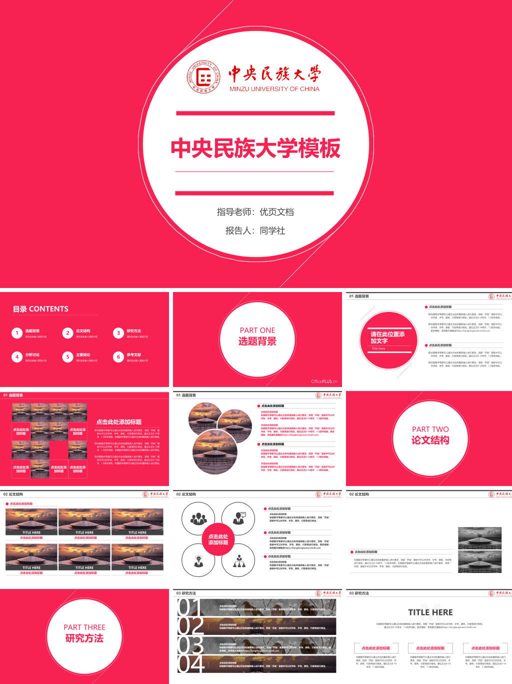 中央民族大学本科毕业论文答辩PPT