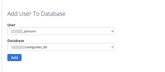 Add user to database Add user to database