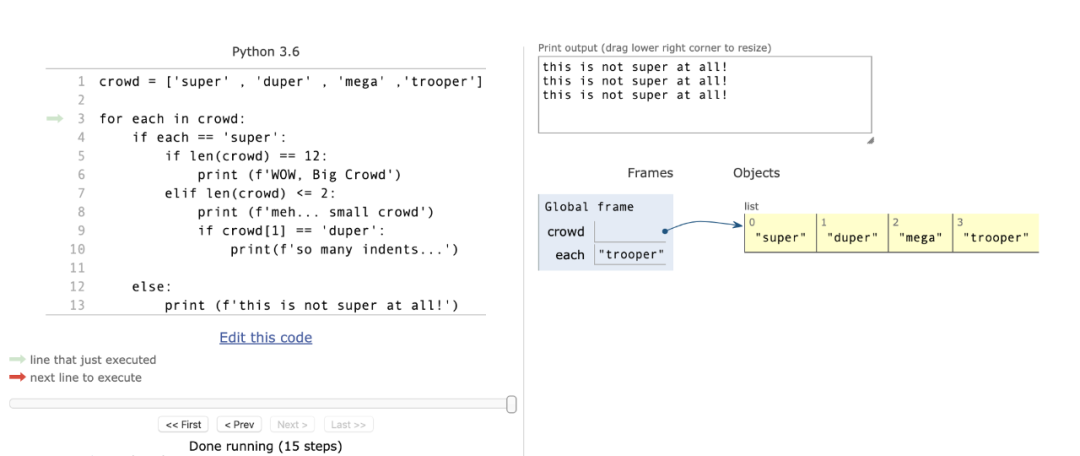 使用pythontutors执行代码